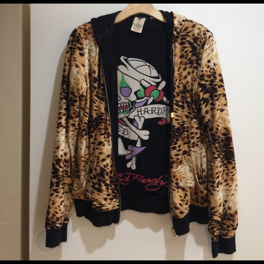 Women’s Ed Hardy Embellished Hoody Sz L